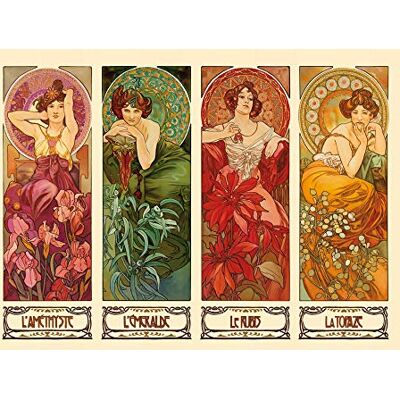 1art1 Alphonse Mucha Poster Impression sur Toile Les Pierres Précieuses, 1900 Affiche Murale XXL Encadrée Tendue sur Cadre en Bois Tableau 80x60 cm - Publicité 1art1 Alphonse Mucha Poster Impression sur Toile Les Pierres Précieuses, 1900 Affiche Murale XXL Encadrée Tendue sur Cadre en Bois Tableau 80x60 cm - Publicité