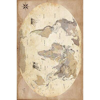 1art1 Cartes Poster Carte du Monde, Style Ancien, en Anglais Affiche Reproduction 180x120 cm - Publicité 1art1 Cartes Poster Carte du Monde, Style Ancien, en Anglais Affiche Reproduction 180x120 cm - Publicité