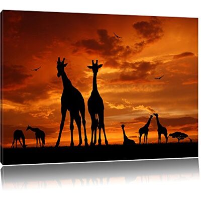 Pixxprint Dark Girafes d'Afrique de l'image de coucher de soleil sur toile, énorme XXL Photos complètement encadrées avec civière, art impression sur murale avec cadre, moins cher que la peinture ou de l'image, aucune affiche ou un poster taille: 100x70 c - Publicité Pixxprint Dark Girafes d'Afrique de l'image de coucher de soleil sur toile, énorme XXL Photos complètement encadrées avec civière, art impression sur murale avec cadre, moins cher que la peinture ou de l'image, aucune affiche ou un poster taille: 100x70 c - Publicité
