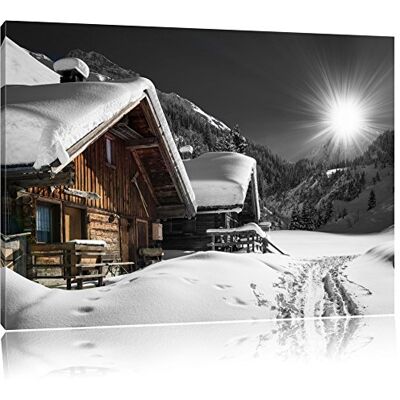 Pixxprint belle neige Alpes huttes noir / blanc Taille: 100x70 sur toile, énorme XXL Photos complètement encadrée avec civière, art impression sur murale avec cadre, moins cher que la peinture ou la peinture à l'huile, aucune affiche ou un poster - Publicité Pixxprint belle neige Alpes huttes noir / blanc Taille: 100x70 sur toile, énorme XXL Photos complètement encadrée avec civière, art impression sur murale avec cadre, moins cher que la peinture ou la peinture à l'huile, aucune affiche ou un poster - Publicité