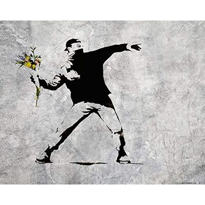 1art1 Banksy Poster Le Lanceur de Fleurs, Graffiti Art Urbain Affiche Reproduction 50x40 cm - Publicité 1art1 Banksy Poster Le Lanceur de Fleurs, Graffiti Art Urbain Affiche Reproduction 50x40 cm - Publicité