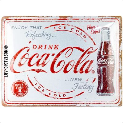 ART Plaque rétro, 30 x 40 cm, Coca-Cola – Refreshing New Feeling – Idée cadeau pour fans de Coke, Official License Product (OLP), en métal, design vintage - Publicité ART Plaque rétro, 30 x 40 cm, Coca-Cola – Refreshing New Feeling – Idée cadeau pour fans de Coke, Official License Product (OLP), en métal, design vintage - Publicité