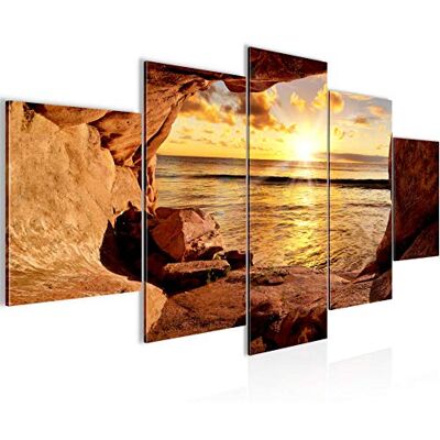 Tableau Le Coucher Du Soleil Plage 200 x 100 cm 5 Parties XXL Decoration Murale Dessin Beige Marron 608651a - Publicité Tableau Le Coucher Du Soleil Plage 200 x 100 cm 5 Parties XXL Decoration Murale Dessin Beige Marron 608651a - Publicité