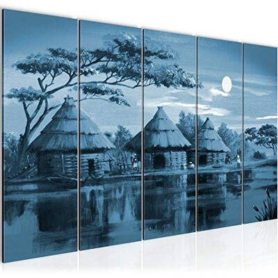Tableau mural XXL Afrique Massai 200 x 80 cm Orange 5 Parties 000055b - Publicité Tableau mural XXL Afrique Massai 200 x 80 cm Orange 5 Parties 000055b - Publicité
