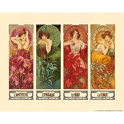 1art1 Alphonse Mucha Poster Les Pierres Précieuses, 1900 Affiche Reproduction 50x40 cm - Publicité 1art1 Alphonse Mucha Poster Les Pierres Précieuses, 1900 Affiche Reproduction 50x40 cm - Publicité