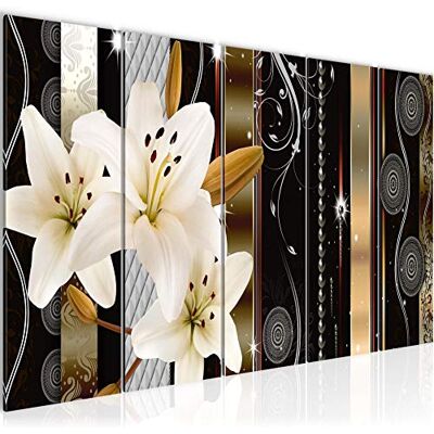 Tableau mural XXL Lis Fleurs 200 x 80 cm Marron Beige 5 Parties 008455a - Publicité Tableau mural XXL Lis Fleurs 200 x 80 cm Marron Beige 5 Parties 008455a - Publicité