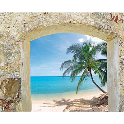 1art1 Plages Poster Muraille De Pierre Et Vue sur La Plage des Rêves Affiche Murale 50x40 cm - Publicité 1art1 Plages Poster Muraille De Pierre Et Vue sur La Plage des Rêves Affiche Murale 50x40 cm - Publicité