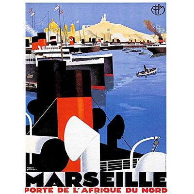 Wee Blue Coo Travel Tourism Marseilles France Mediterranean Vintage Advertising Wall Art Print Mur Décor 30 x 41 cm - Publicité Wee Blue Coo Travel Tourism Marseilles France Mediterranean Vintage Advertising Wall Art Print Mur Décor 30 x 41 cm - Publicité