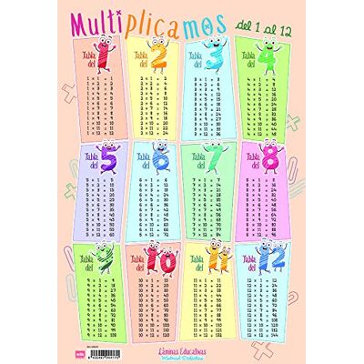 Grupo Erik Planche Éducative Affiche semi-rigide 40 x 59 cm Table de multiplication de 1 à 12 en Espagnol LPE275 - Publicité Grupo Erik Planche Éducative Affiche semi-rigide 40 x 59 cm Table de multiplication de 1 à 12 en Espagnol LPE275 - Publicité