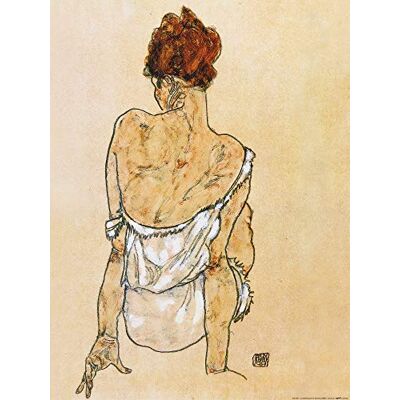 1art1 Egon Schiele Poster Femme Assise De Dos, 1917 Affiche Reproduction 80x60 cm - Publicité 1art1 Egon Schiele Poster Femme Assise De Dos, 1917 Affiche Reproduction 80x60 cm - Publicité
