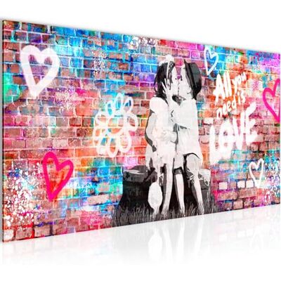 Tableau Decoration Murale The First Kiss 1 Partie Moderne Toile Non tissée Salon Salle Street Art Multicolore 044612a - Publicité Tableau Decoration Murale The First Kiss 1 Partie Moderne Toile Non tissée Salon Salle Street Art Multicolore 044612a - Publicité