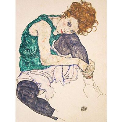 Wee Blue Coo Egon Schiele Seated Woman Legs Drawn Up Adele Herms Painting Wall Art Print Mur Décor 30 x 41 cm - Publicité Wee Blue Coo Egon Schiele Seated Woman Legs Drawn Up Adele Herms Painting Wall Art Print Mur Décor 30 x 41 cm - Publicité