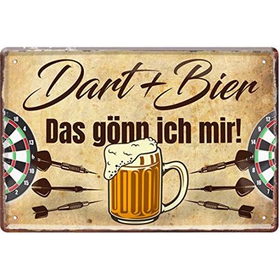 Plaque métallique décorative Dart und Bier, Das gönn ich Mir Dartspieler 20 x 30 cm - Publicité Plaque métallique décorative Dart und Bier, Das gönn ich Mir Dartspieler 20 x 30 cm - Publicité