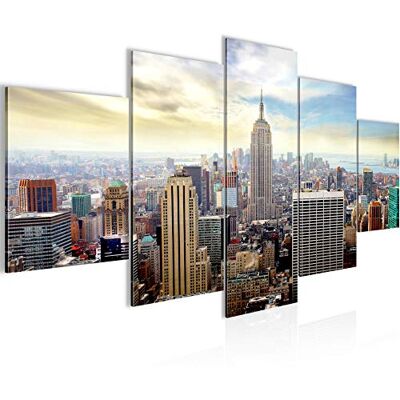 Tableau New York City 200 x 100 cm 5 Parties XXL Decoration Murale Dessin Bleu 603451b - Publicité Tableau New York City 200 x 100 cm 5 Parties XXL Decoration Murale Dessin Bleu 603451b - Publicité