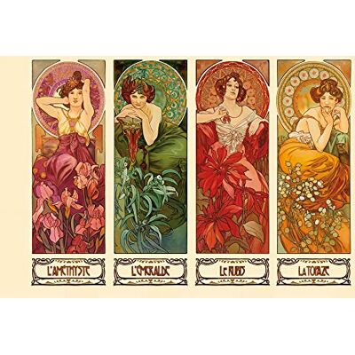 1art1 Alphonse Mucha Poster Impression sur Toile Les Pierres Précieuses, 1900 Affiche Murale XXL Encadrée Tendue sur Cadre en Bois Tableau 120x80 cm - Publicité 1art1 Alphonse Mucha Poster Impression sur Toile Les Pierres Précieuses, 1900 Affiche Murale XXL Encadrée Tendue sur Cadre en Bois Tableau 120x80 cm - Publicité