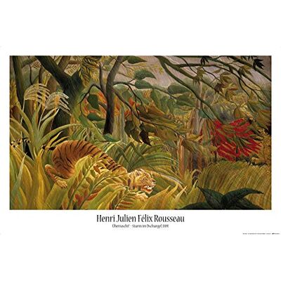 1art1 Henri Rousseau Poster Surpris, Tigre dans Une Tempête Tropicale, 1891 Affiche Murale 91x61 cm - Publicité 1art1 Henri Rousseau Poster Surpris, Tigre dans Une Tempête Tropicale, 1891 Affiche Murale 91x61 cm - Publicité