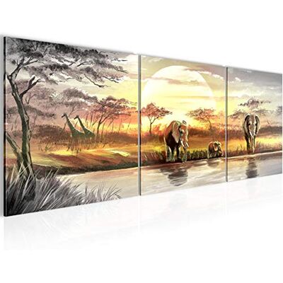 Peinture Afrique L'Éléphant 120 x 40 cm Tableau en Toile non Tissée Jaune Gris En plusieurs Parties Moderne Decoration Murale 000733a - Publicité Peinture Afrique L'Éléphant 120 x 40 cm Tableau en Toile non Tissée Jaune Gris En plusieurs Parties Moderne Decoration Murale 000733a - Publicité