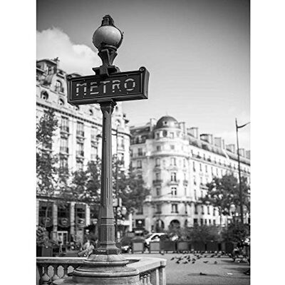 Wee Blue Coo Photo Landmark Retro Metro Sign Paris France Black White Wall Art Print Mur Décor 30 x 41 cm - Publicité Wee Blue Coo Photo Landmark Retro Metro Sign Paris France Black White Wall Art Print Mur Décor 30 x 41 cm - Publicité