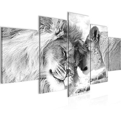 Les Lions Amour Tableau Murale Impression sur Toile Intissee 5 Parties Les Lions Famille Noir Et Blanc Chambre Salle 002153c - Publicité Les Lions Amour Tableau Murale Impression sur Toile Intissee 5 Parties Les Lions Famille Noir Et Blanc Chambre Salle 002153c - Publicité