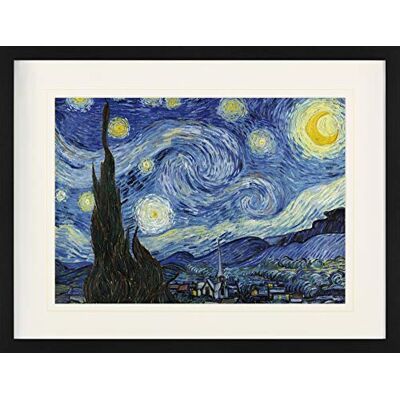 1art1 Vincent Van Gogh Poster Nuit Étoilée, 1889 Affiche Encadrée avec Passe-Partout Élégant Images Murales dans Un Cadre Photo 80x60 cm - Publicité 1art1 Vincent Van Gogh Poster Nuit Étoilée, 1889 Affiche Encadrée avec Passe-Partout Élégant Images Murales dans Un Cadre Photo 80x60 cm - Publicité