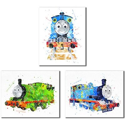 BigWig Prints Thomas et Ses Amis Train Aquarelle Impressions – Lot de Trois 8 x 10 Décoration Murale Photos – Thomas The Tank – Percy Le Moteur de Petite Taille - Publicité BigWig Prints Thomas et Ses Amis Train Aquarelle Impressions – Lot de Trois 8 x 10 Décoration Murale Photos – Thomas The Tank – Percy Le Moteur de Petite Taille - Publicité