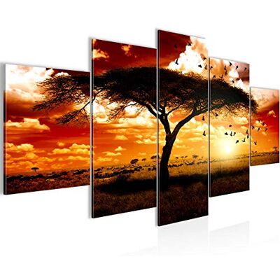 Tableau Afrique Le Coucher du Soleil 200 x 100 cm 5 Parties XXL Decoration Murale Dessin Orange 001551c - Publicité Tableau Afrique Le Coucher du Soleil 200 x 100 cm 5 Parties XXL Decoration Murale Dessin Orange 001551c - Publicité