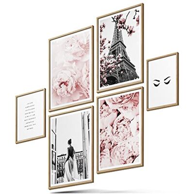 BLCKART Rose Paris Jeu d'images/posters/tableaux muraux, élégant, double face, avec motif de roses naturelles, idéal comme décoration, taille M : 4 formats A4 et 2 formats A5, sans cadre, roses - Publicité BLCKART Rose Paris Jeu d'images/posters/tableaux muraux, élégant, double face, avec motif de roses naturelles, idéal comme décoration, taille M : 4 formats A4 et 2 formats A5, sans cadre, roses - Publicité