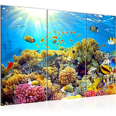 Monde Sous Marin Coraux Peinture Tableau Salon XXL Bleu Océan Poisson 120 x 80 cm 3 Parties Decoration Murale 608731a - Publicité Monde Sous Marin Coraux Peinture Tableau Salon XXL Bleu Océan Poisson 120 x 80 cm 3 Parties Decoration Murale 608731a - Publicité