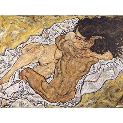 1art1 Egon Schiele Poster L'Étreinte, Amants II, 1917 Affiche Reproduction 80x60 cm - Publicité 1art1 Egon Schiele Poster L'Étreinte, Amants II, 1917 Affiche Reproduction 80x60 cm - Publicité