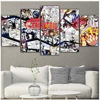 JRDWLH Impressions sur Toile,5 Pièces Affiche Fairy Tail Anime Tableau Peinture Obrazy Posters Mur Images Décoration De La Chambre,(A) Pas De Cadre Impressions sur Toile - Publicité JRDWLH Impressions sur Toile,5 Pièces Affiche Fairy Tail Anime Tableau Peinture Obrazy Posters Mur Images Décoration De La Chambre,(A) Pas De Cadre Impressions sur Toile - Publicité