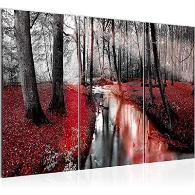 Forêt Paysage Peinture Tableau Salon XXL Rouge Rivière 120 x 80 cm 3 Parties Decoration Murale 602331b - Publicité Forêt Paysage Peinture Tableau Salon XXL Rouge Rivière 120 x 80 cm 3 Parties Decoration Murale 602331b - Publicité