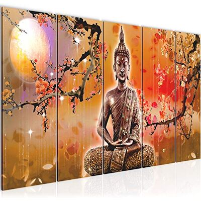 Tableau mural XXL Bouddha Feng Shui 200 x 80 cm Beige Orange 5 Parties 500655a - Publicité Tableau mural XXL Bouddha Feng Shui 200 x 80 cm Beige Orange 5 Parties 500655a - Publicité
