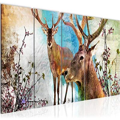 Tableau mural XXL Cerf Abstrait 200 x 80 cm Coloré 5 Parties 012055a - Publicité Tableau mural XXL Cerf Abstrait 200 x 80 cm Coloré 5 Parties 012055a - Publicité