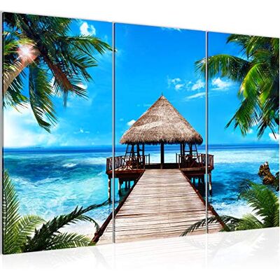 Mer Plage Peinture Tableau Salon XXL Bleu Plage l'eau 120 x 80 cm 3 Parties Decoration Murale 004031b - Publicité Mer Plage Peinture Tableau Salon XXL Bleu Plage l'eau 120 x 80 cm 3 Parties Decoration Murale 004031b - Publicité