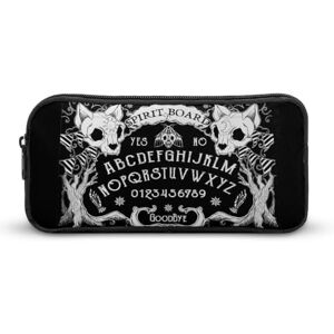 JiuPopular Trousse à crayons, tête de mort de chat, planche de sorcière, sac de papeterie gothique noir utilisé comme trousse à crayons pour le bureau et l'école, sac de voyage d'affaires ou petite - Publicité JiuPopular Trousse à crayons, tête de mort de chat, planche de sorcière, sac de papeterie gothique noir utilisé comme trousse à crayons pour le bureau et l'école, sac de voyage d'affaires ou petite - Publicité