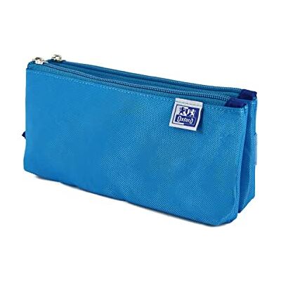Oxford, Trousse Scolaire 2 Compartiments, élastique et 2 Fermetures éclair, Couleur Bleu Turquoise - Publicité Oxford, Trousse Scolaire 2 Compartiments, élastique et 2 Fermetures éclair, Couleur Bleu Turquoise - Publicité