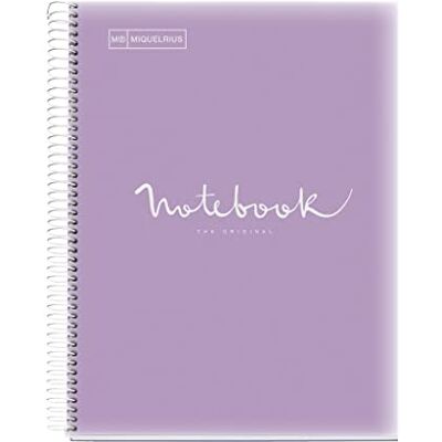 Miquelrius Cahier A4 Carnet Emotions, 80 Feuilles 90 g/m², Seyès ligné, Bordure 1 couleur, Spirale microperforée, Couverture polypropylène, Perforation 4 trous, Lavande - Publicité Miquelrius Cahier A4 Carnet Emotions, 80 Feuilles 90 g/m², Seyès ligné, Bordure 1 couleur, Spirale microperforée, Couverture polypropylène, Perforation 4 trous, Lavande - Publicité