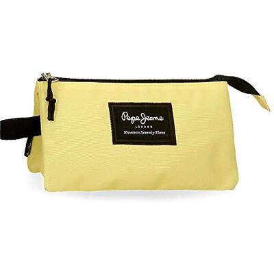 Pepe Jeans Aris Trousse triple jaune 22 x 12 x 5 cm Polyester, citronier, Trousse triple - Publicité Pepe Jeans Aris Trousse triple jaune 22 x 12 x 5 cm Polyester, citronier, Trousse triple - Publicité