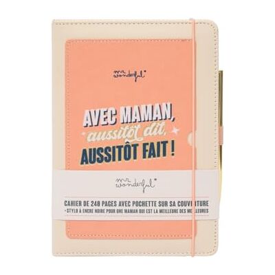 Mr. Wonderful Cahier avec poche + stylo Avec maman, aussitôt dit, aussitôt fait ! - Publicité Mr. Wonderful Cahier avec poche + stylo Avec maman, aussitôt dit, aussitôt fait ! - Publicité