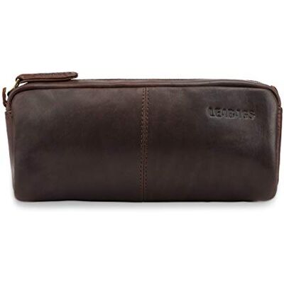 LEABAGS Étui à Crayons en Cuir Véritable Grand Trousse pour Stylos Pour le Travail, l'Université et l'École Mocca - Publicité LEABAGS Étui à Crayons en Cuir Véritable Grand Trousse pour Stylos Pour le Travail, l'Université et l'École Mocca - Publicité