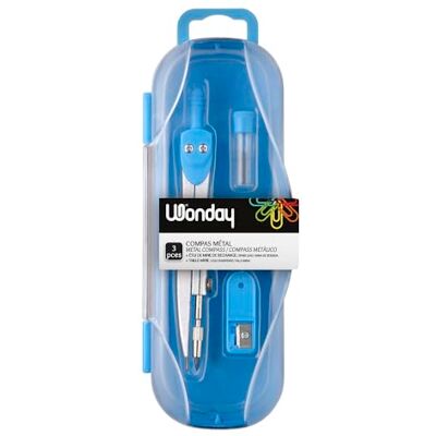 WONDAY Compas Coffret 3 Pièces dans son étui - Publicité WONDAY Compas Coffret 3 Pièces dans son étui - Publicité