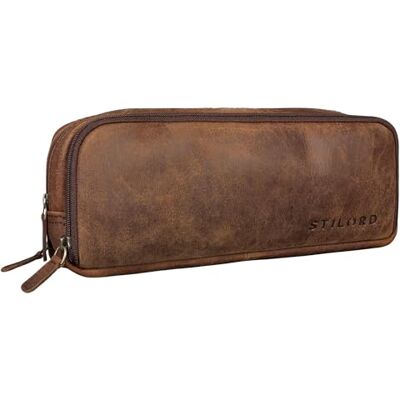 STILORD '' Trousse Scolaire Grande Cuir Étui élégant Trousse Crayon Trousse 3 Compartiments Vintage Pencil Case Etui Stylo Trousse a Crayon, Couleur:Zamora Marron - Publicité STILORD '' Trousse Scolaire Grande Cuir Étui élégant Trousse Crayon Trousse 3 Compartiments Vintage Pencil Case Etui Stylo Trousse a Crayon, Couleur:Zamora Marron - Publicité