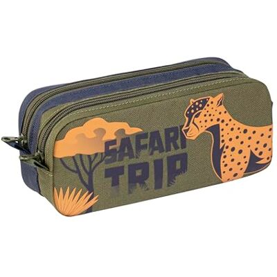 Viquel Trousse Scolaire Garçon 2 Compartiments Grande Capacité Safari – Double Poche Zippée – Rangement Stylos École Primaire & Collège Kaki et Bleu - Publicité Viquel Trousse Scolaire Garçon 2 Compartiments Grande Capacité Safari – Double Poche Zippée – Rangement Stylos École Primaire & Collège Kaki et Bleu - Publicité