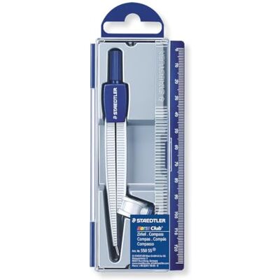 Staedtler Noris 550, Compas scolaire de précision avec attache-compas universelle intégrée pour crayon à papier, Idéal pour le traçage à l'école et adapté pour les enfants, 550 55 - Publicité Staedtler Noris 550, Compas scolaire de précision avec attache-compas universelle intégrée pour crayon à papier, Idéal pour le traçage à l'école et adapté pour les enfants, 550 55 - Publicité