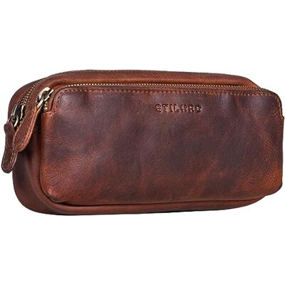 STILORD Grande Trousse Scolaire Cuir Trousse Stylo Adulte Plumier Vintage idéal comme Trousse de Maquillage Pochette Étui pour Crayons en Cuir Couleur:Kara Cognac - Publicité STILORD Grande Trousse Scolaire Cuir Trousse Stylo Adulte Plumier Vintage idéal comme Trousse de Maquillage Pochette Étui pour Crayons en Cuir Couleur:Kara Cognac - Publicité