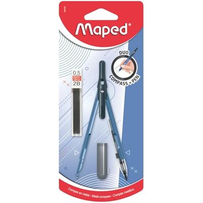 Maped Compas Crayon avec Mine Automatique Design Ergonomique - Publicité Maped Compas Crayon avec Mine Automatique Design Ergonomique - Publicité
