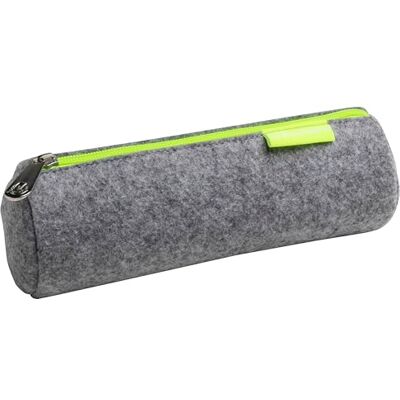 Exacompta Réf. 52150E 1 trousse ronde NEON en feutrine PET recyclé douce et agréable au toucher avec fermeture zip jaune fluo peut contenir un double décimétre gris - Publicité Exacompta Réf. 52150E 1 trousse ronde NEON en feutrine PET recyclé douce et agréable au toucher avec fermeture zip jaune fluo peut contenir un double décimétre gris - Publicité