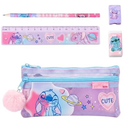 Disney Stitch Ensemble de Papeterie pour Filles, Comprenant Une Règle, Un Crayon, Un Taille-Crayon, Une Gomme et Une Trousse, Cadeau pour Enfants - Publicité Disney Stitch Ensemble de Papeterie pour Filles, Comprenant Une Règle, Un Crayon, Un Taille-Crayon, Une Gomme et Une Trousse, Cadeau pour Enfants - Publicité