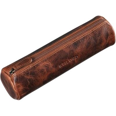 STILORD Trousse Ronde Cuir Scolaire Vintage Plumier Pochette Porte-Plume Étui à Crayons pour Hommes Femmes Pencil Case de Cuir Véritable Couleur:Kara Cognac - Publicité STILORD Trousse Ronde Cuir Scolaire Vintage Plumier Pochette Porte-Plume Étui à Crayons pour Hommes Femmes Pencil Case de Cuir Véritable Couleur:Kara Cognac - Publicité