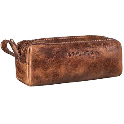 STILORD Trousse en Cuir Plumier Vintage Pochette pour Crayons Étui Stylos Porte-Plume Scolaire Hommes et Femmes Couleur:Napoli Marron - Publicité STILORD Trousse en Cuir Plumier Vintage Pochette pour Crayons Étui Stylos Porte-Plume Scolaire Hommes et Femmes Couleur:Napoli Marron - Publicité